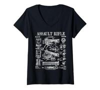 Womens Assault Rifle Vintage Gun Military Weapon Firearm Patent V-Neck T-Shirt