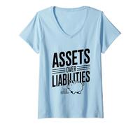 Womens Assets Over Liabilities Financial Literacy Motivational V-Neck T-Shirt