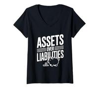 Womens Assets Over Liabilities Financial Literacy Motivational V-Neck T-Shirt