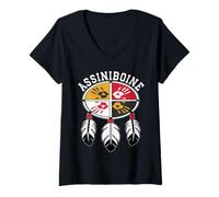 Women's assiniboine Tribe Indigenous Native American Medicine Wheel V-Neck T-Shirt