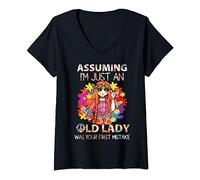 Womens Assuming I'm Just An Old Lady Was Your First Mistake Hippie V-Neck T-Shirt