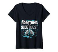 Women's Asthma Asthmatic Breathing is A Side Quest V-Neck T-Shirt