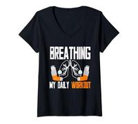 Womens Asthma Asthmatic Breathing My Daily Workout V-Neck T-Shirt