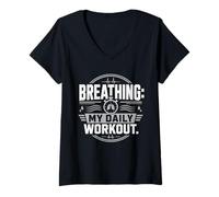 Women's Asthma Asthmatic Breathing My Daily Workout V-Neck T-Shirt