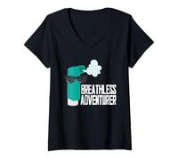 Womens Asthma Asthmatic Breathless Adventurer V-Neck T-Shirt