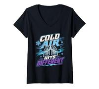 Women's Asthma Asthmatic Cold Air Hits Different V-Neck T-Shirt
