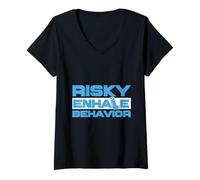 Women's Asthma Asthmatic Risky Enhale Behavior V-Neck T-Shirt