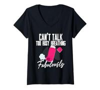 Womens Asthma Asthmatic Too Busy Breathing Fabulously V-Neck T-Shirt
