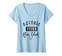 Womens Astoria NY 11103 Queens Hometown Tourist Souvenir Zip Code V-Neck T-Shirt