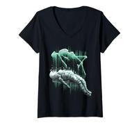 Women's Astral Departure Glow-in-The-Dark Vintage Astronaut V-Neck T-Shirt