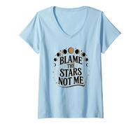 Womens Astrology Constellation Humor Blame The Stars Horoscope V-Neck T-Shirt