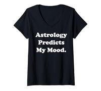 Womens Astrology Predicts My Mood Horoscope Funny Saying V-Neck T-Shirt
