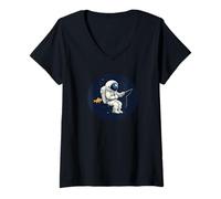 Womens Astronaut Fishing Beyond the Stars for Fisher V-Neck T-Shirt