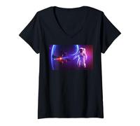 Womens Astronaut in Space V-Neck T-Shirt