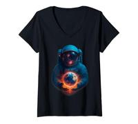 Womens Astronaut Planet Earth Outer Space Galaxy Universe Science V-Neck T-Shirt