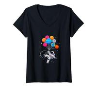 Women's Astronaut Planet Swing Solar System Sun Earth Universe V-Neck T-Shirt