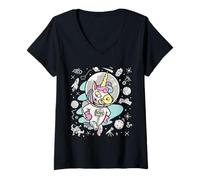 Womens Astronaut Unicorn Cute Space Galaxy Magical Unicorns Gifts V-Neck T-Shirt
