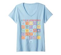 Women's Astrophysics Alphabet A to Z Space Science Concepts Chart V-Neck T-Shirt