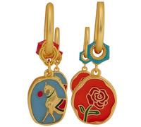 Women'S Asymmetrical Colorful Drip Glaze Bead Earrings, Gold Dangle Statement Earrings, Vintage-Style, Animal And Rose Patterns, Nice For Parties, Weddings And Daily Wear