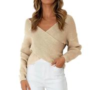 Women's Asymmetrical Solid Soft Sweaters Knitted Winter Fall Jumper Crop Off The Shoulder Crisscross Plain Lightweight Tops Vintage Sweaters 2023