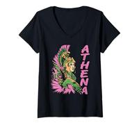 Womens Athena Greek Goddess Owl Wisdom Warrior Helmet Power V-Neck T-Shirt