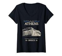 Women's Athens Acropolis Vintage Travel V-Neck T-Shirt