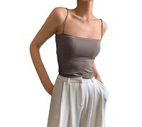 Womens Athletic with Built in Bras Tank Tops 2025 Running Spaghetti Straps Sleeveless Casual Shirts Camisole Gym Square Neck Basic Summer Workout Tank Top Strap Cami Solid Ice Silk Grey