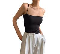 Womens Athletic with Built in Bras Tank Tops 2025 Running Spaghetti Straps Sleeveless Casual Shirts Camisole Gym Square Neck Basic Summer Workout Tank Top Strap Cami Solid Ice Silk Black