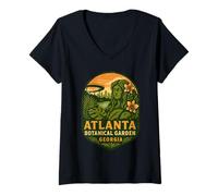 Womens Atlanta Botanical Garden Shirt Floral Muse Skyline View V-Neck T-Shirt