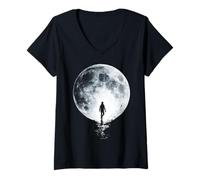 Womens Atlas Moon Men Nature Motif Illustration Artwork V-Neck T-Shirt