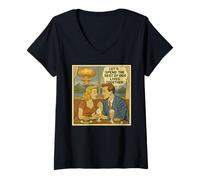 Womens Atomic Love Vintage 1950s Comic Diner Romance Satire V-Neck T-Shirt