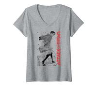 Womens Attack on Titan Levi Ackerman Japanese Manga Epic Portrait V-Neck T-Shirt