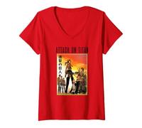 Womens Attack on Titan Volume 4 Sunset Cover Kanji Anime Manga V-Neck T-Shirt