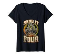 Women's ATV Quad ATVs Send It On Four V-Neck T-Shirt