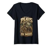 Women's ATV Quad ATVs Still Plays in Mud V-Neck T-Shirt