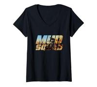 Womens ATV Quad Bike Rider in Dust Cloud Mud Squad Biker V-Neck T-Shirt