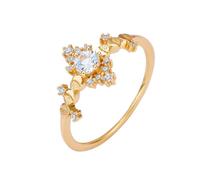 Women's Au375 Gold Simple Wedding Rings 6-Prong Moissanite, Size O 1/2