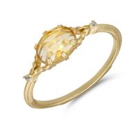 Women's Au585 Gold Solitaire Simple Engagement Ring Citrine, Size O 1/2