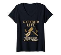 Womens Auction House Staff Antique Appraiser Auctioneer Gift V-Neck T-Shirt