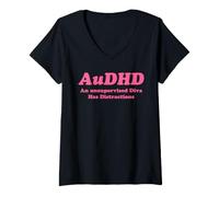 Women's AuDHD an Unsupervised Diva Has Distractions V-Neck T-Shirt