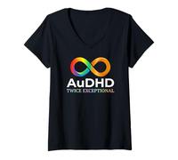 Women's AuDHD Twice Exceptional Pride V-Neck T-Shirt