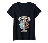 Women's AuDHD Two Operating Systems One Body Adult Art V-Neck T-Shirt