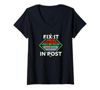 Women's Audio Engineer Fix It in Post Sound Mixer V-Neck T-Shirt