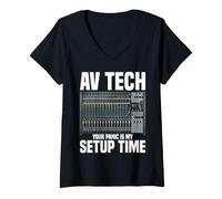 Women's Audio Visual Technician Engineer AV Technician Panic AV Tech V-Neck T-Shirt