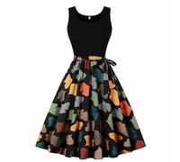 Women's Audrey Hepburn 1950s Tea Dress Vintage Rockabilly Dress A Line Swing Cocktail Party Dress Floral Sleeveless Retro Elegant Dresses Swing Flowy Pleated Dance Gown Dress Sale Clearance