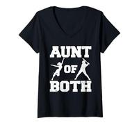 Women's Aunt of Both Dance and Baseball Funny Dancer Batter Player V-Neck T-Shirt