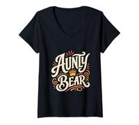 Women's Aunty Bear Mama Bear Super Aunty Best Aunt V-Neck T-Shirt