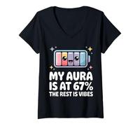 Womens Aura Energy 67 Meme V-Neck T-Shirt