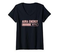 Womens Aura Energy at 67 Funny Six Seven Meme Gen Alpha Slang V-Neck T-Shirt