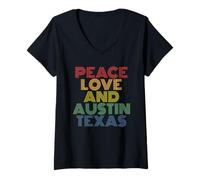Womens Austin Texas Peace Love Retro Bold Style V-Neck T-Shirt